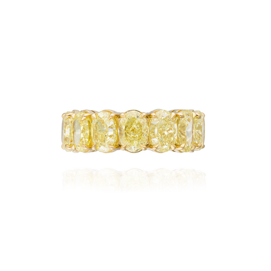 Load image into Gallery viewer, 18KT Yellow Gold Eternity Band with Oval Faceted with Yellow Diamonds
