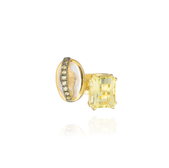925 Silver Ring  18KT Yellow Gold Plated with Yellow Sapphire