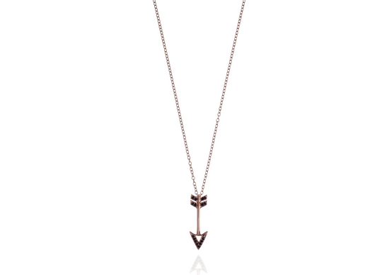14K Rose Gold Chain & Arrow Pendant with Black Sapphires