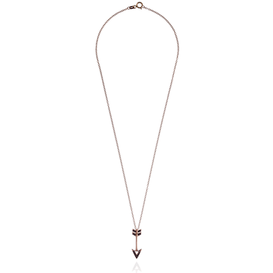 Load image into Gallery viewer, 14K Rose Gold Chain &amp;amp; Arrow Pendant with Black Sapphires
