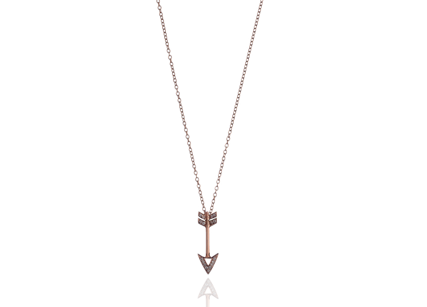 14K Rose Gold Chain & Arrow with White Diamonds