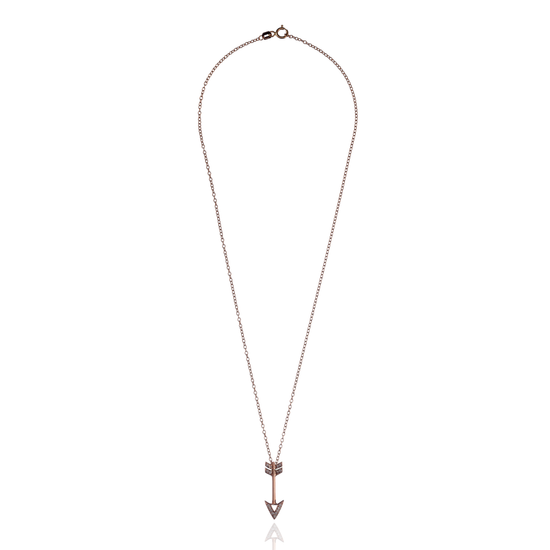 14K Rose Gold Chain & Arrow with White Diamonds