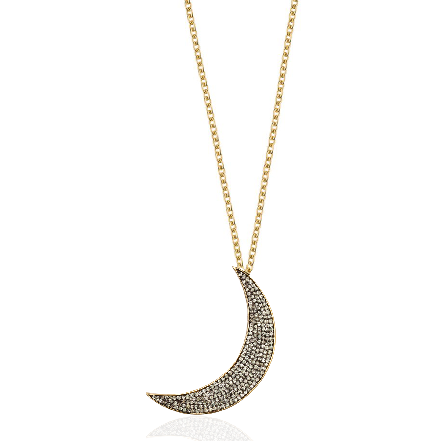 925 Silver Large Moon Necklace with Sapphires