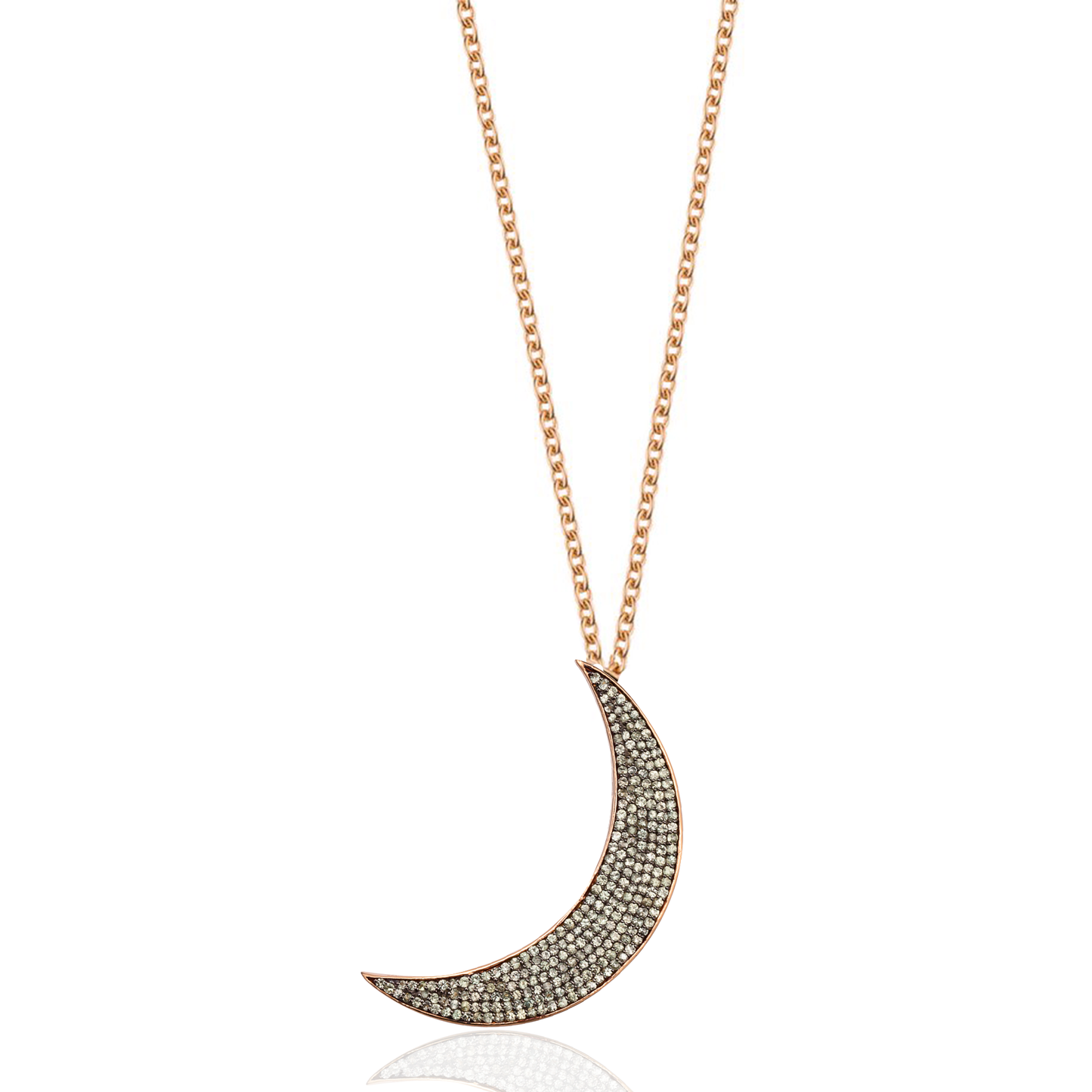 925 Silver Large Moon Necklace with Green Sapphires