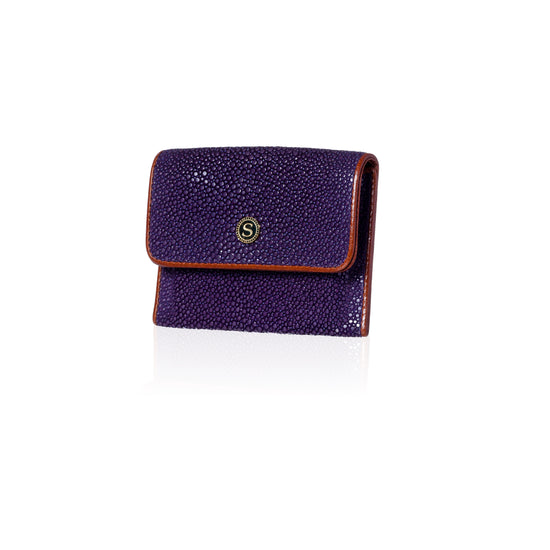Load image into Gallery viewer, Purple Stingray Leather Credit Card Case
