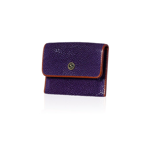 Purple Stingray Leather Credit Card Case