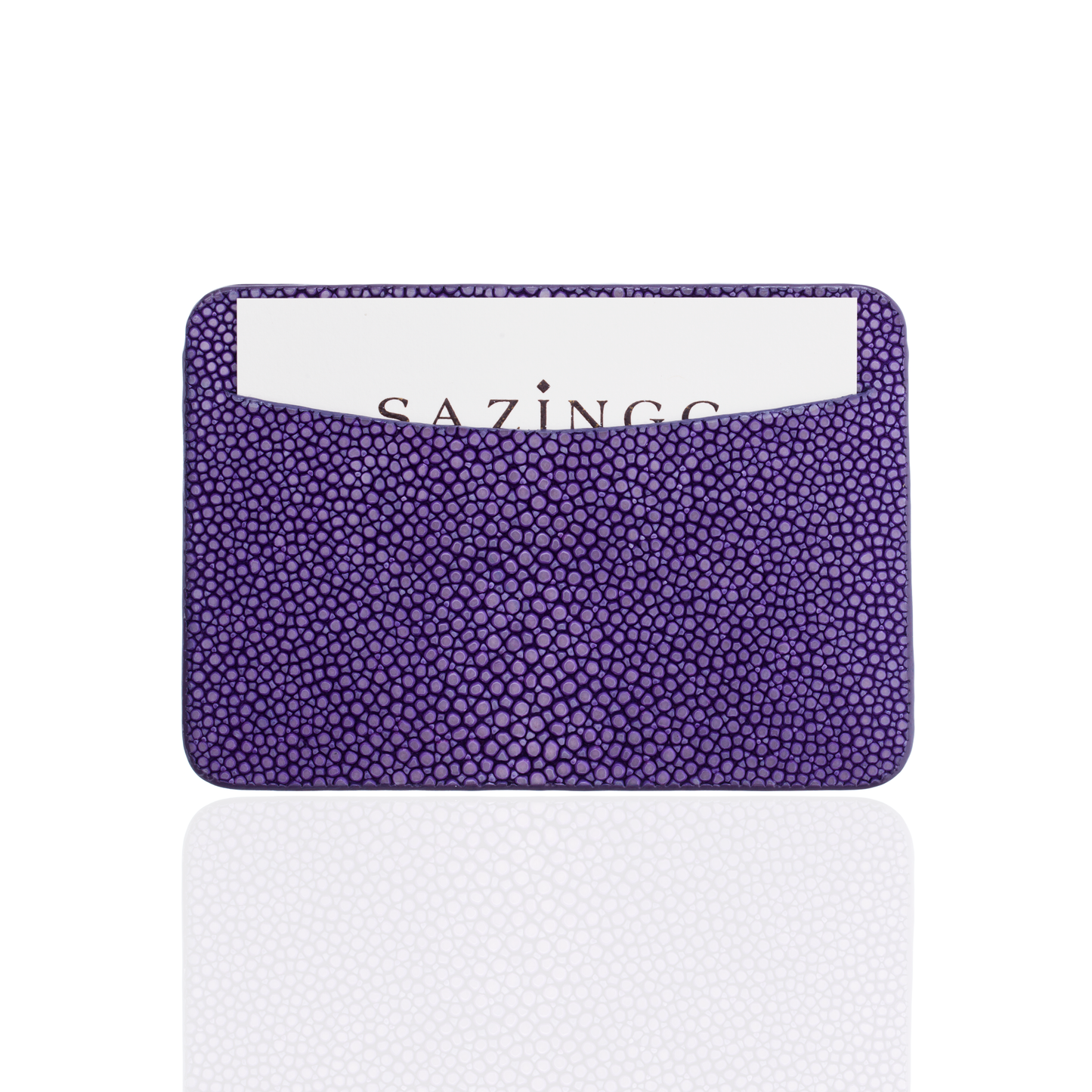 Credit Card Pouch in Purple Stingray Leather