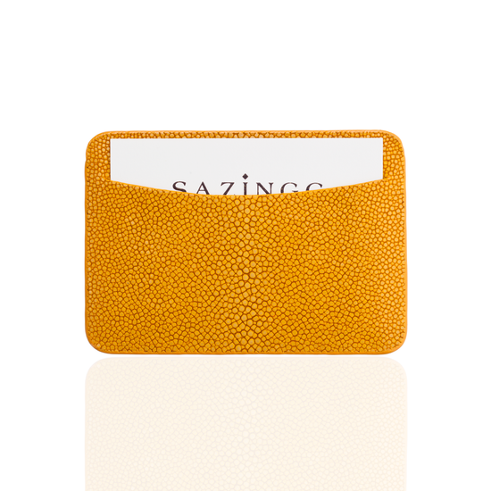 Credit Card Pouch in Yellow Stingray Leather