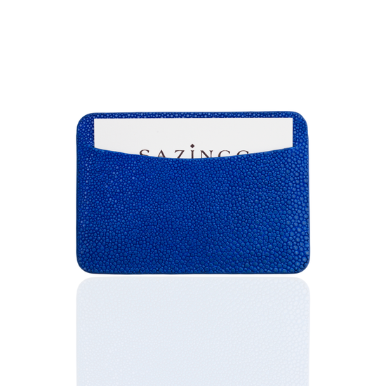 Credit Card Pouch in Blue Stingray Leather