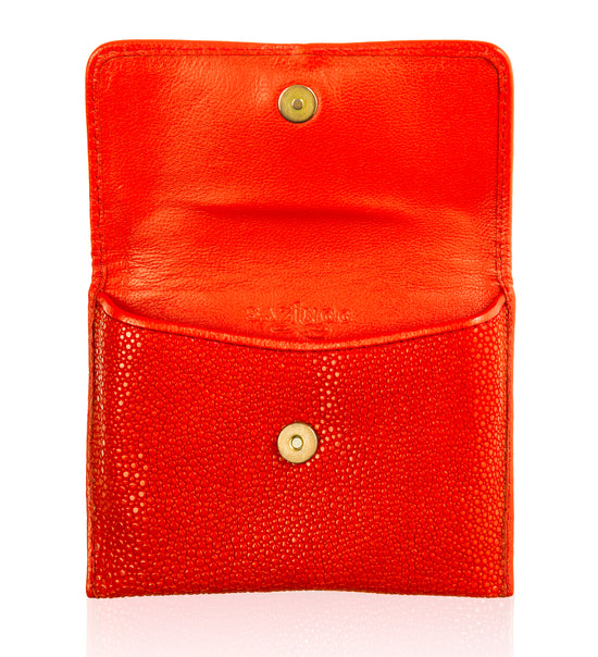 Load image into Gallery viewer, Orange Stingray Leather Credit Card Case
