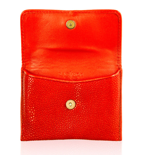 Orange Stingray Leather Credit Card Case