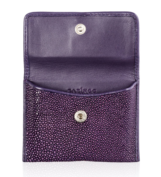 Purple Stingray Leather Credit Card Case