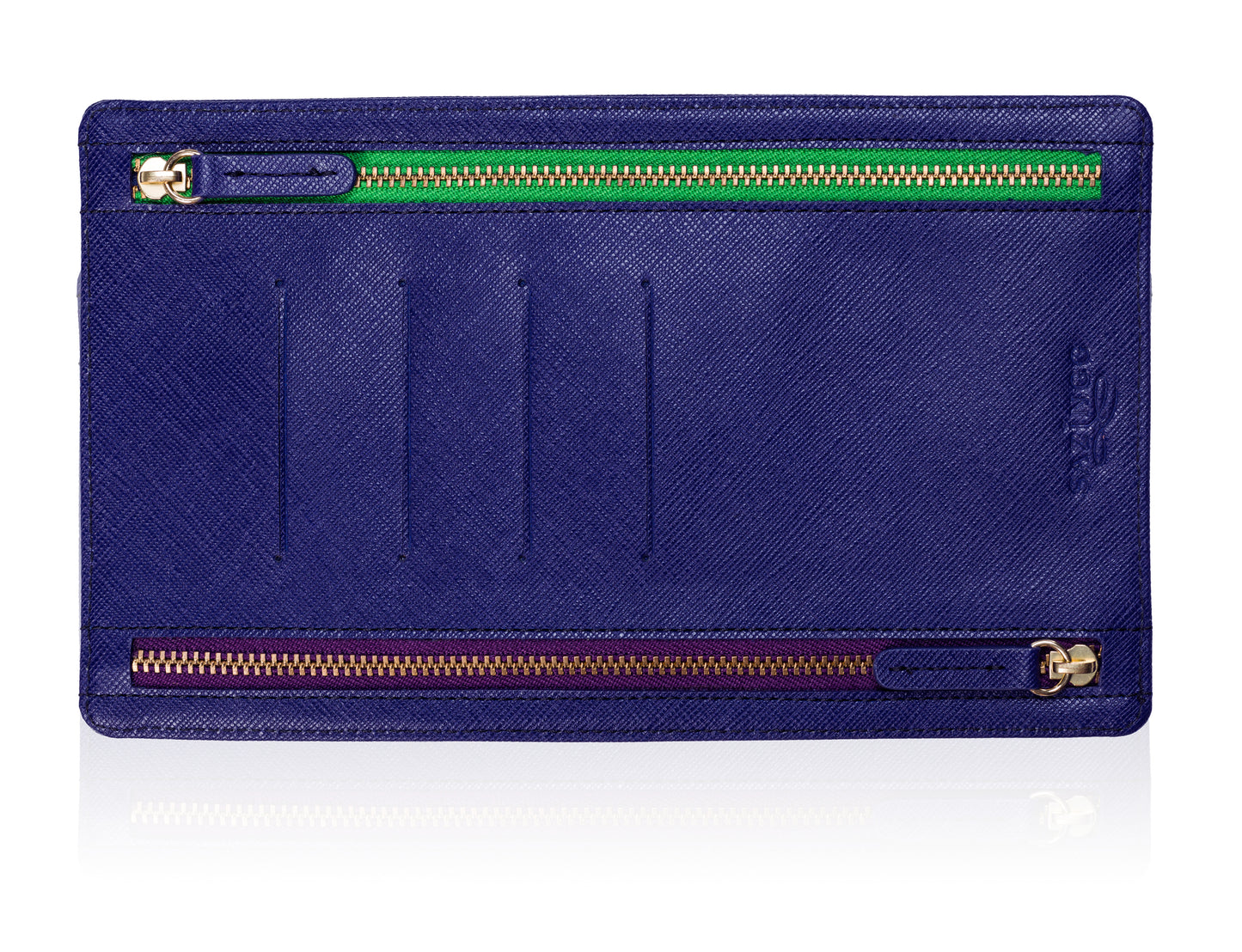 Currency Pouch in Blue Textured Leather