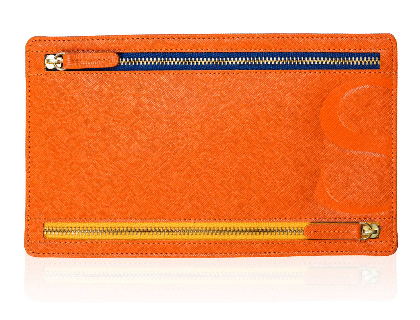 Currency Pouch in Blue Textured Leather