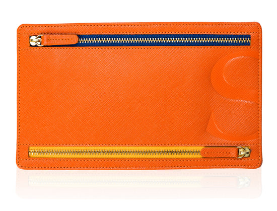 Currency Pouch in Blue Textured Leather
