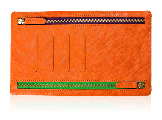 Currency Pouch in Blue Textured Leather