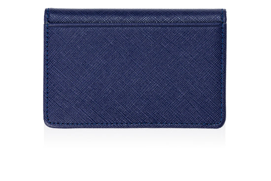 Card & ID Holder in Blue Textured Leather