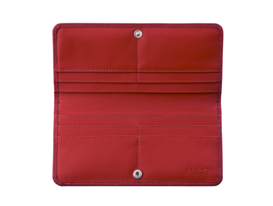 Slim Wallet in Red Textured Leather