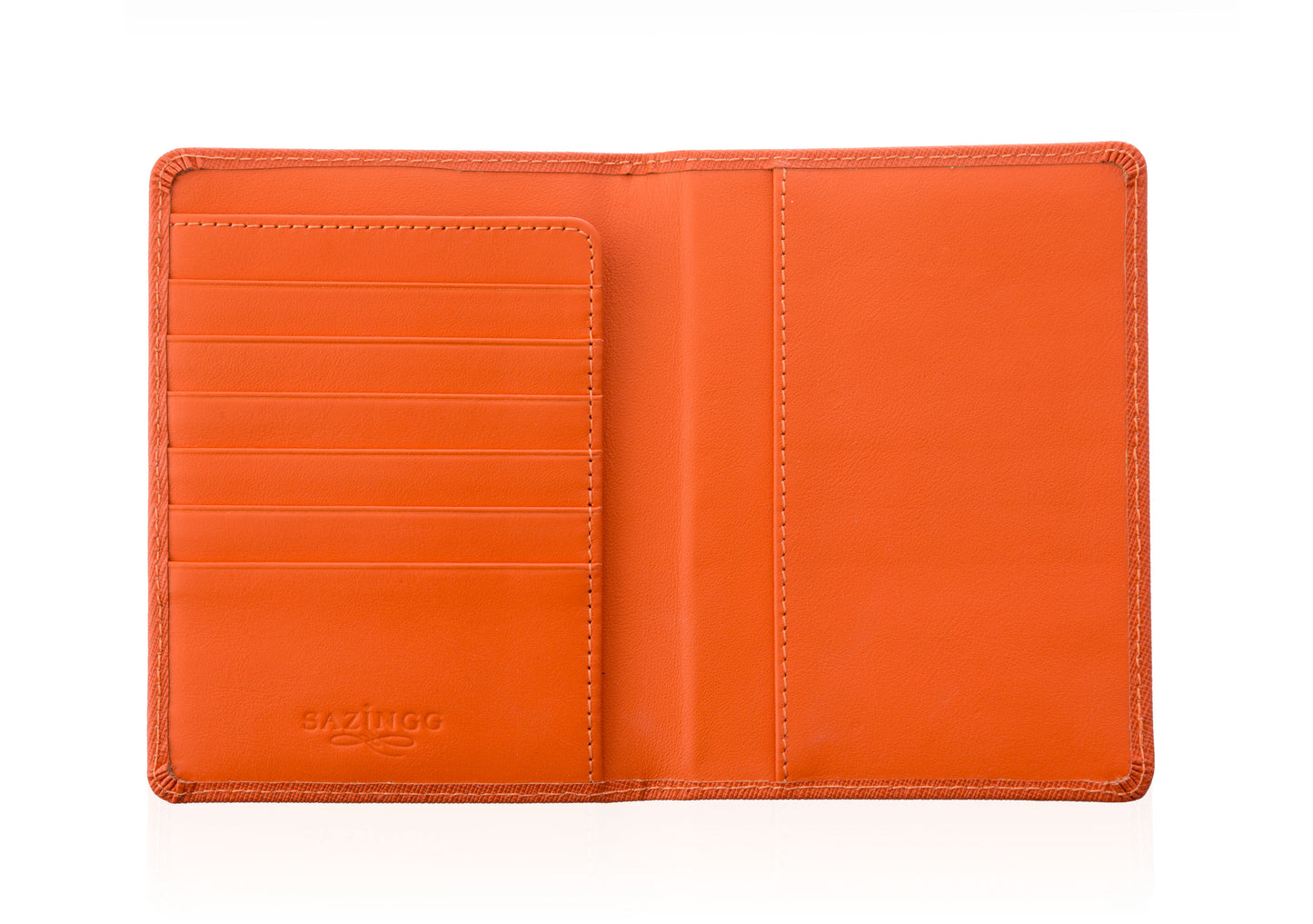 Passport Cover in Orange Textured Leather