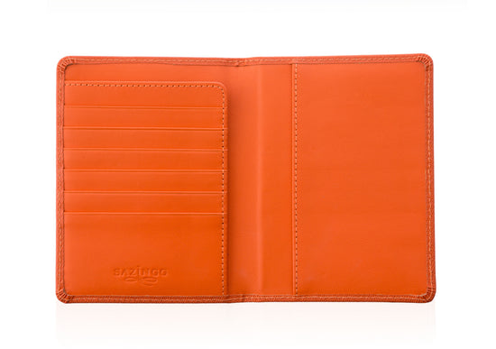 Load image into Gallery viewer, Passport Cover in Orange Textured Leather

