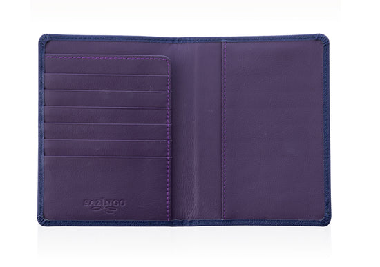 Load image into Gallery viewer, Passport Cover in Blue Textured Leather
