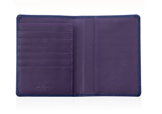 Passport Cover in Blue Textured Leather