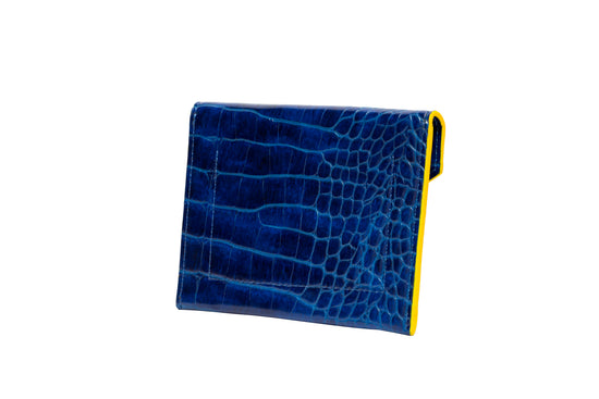 ID & Card Envelope in Blue with Yellow Croc Texture