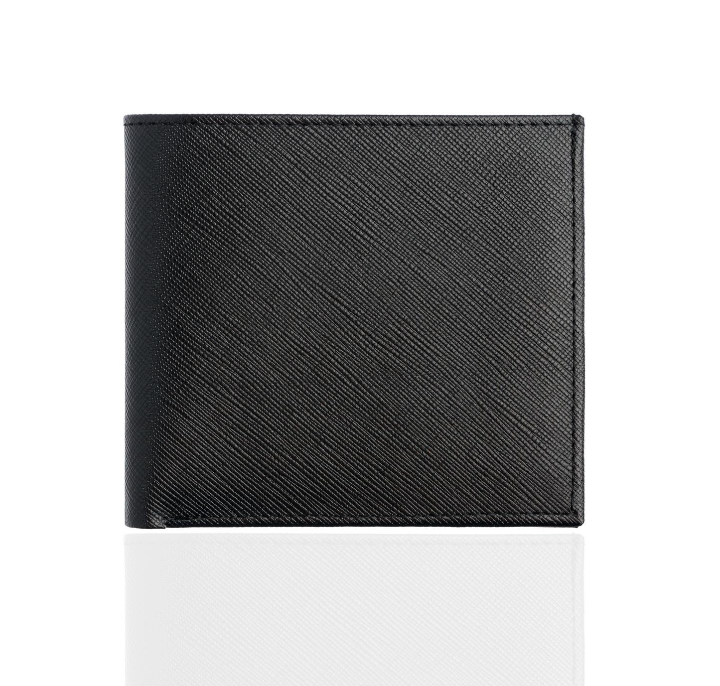 Black Textured Leather Wallet with Black Interior