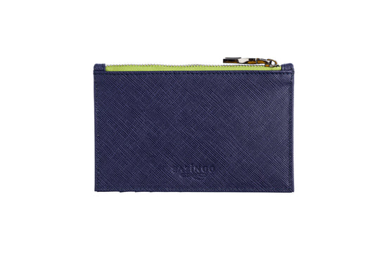 Load image into Gallery viewer, Credit Card Zip Pouch in Blue Textured Leather
