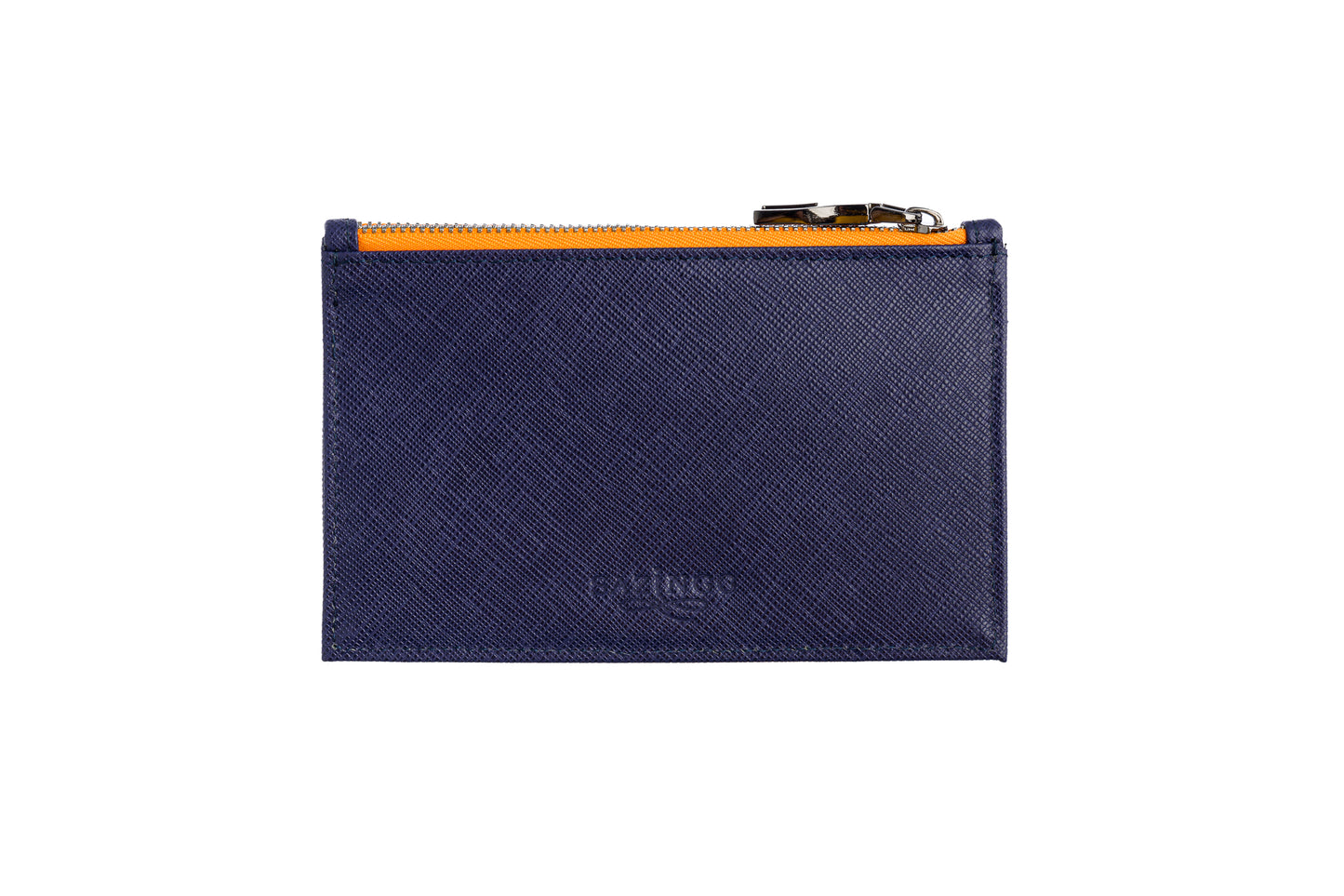 Load image into Gallery viewer, Credit Card Zip Pouch in Blue Textured Leather
