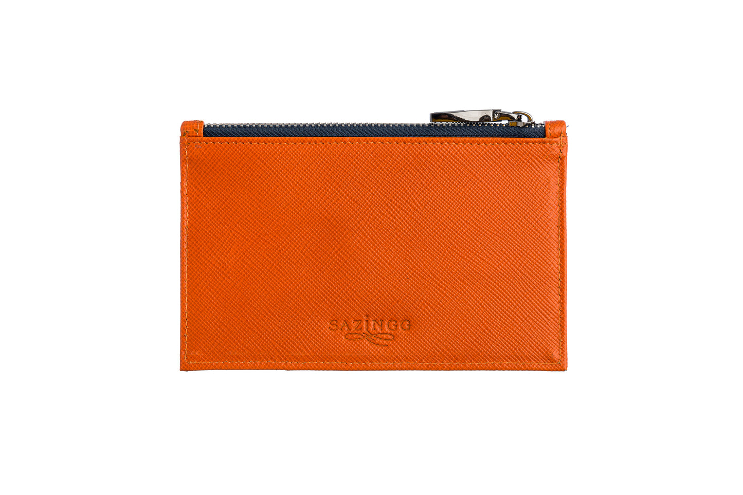 Small Wallet in Orange & Blue Textured Leather – Sazingg