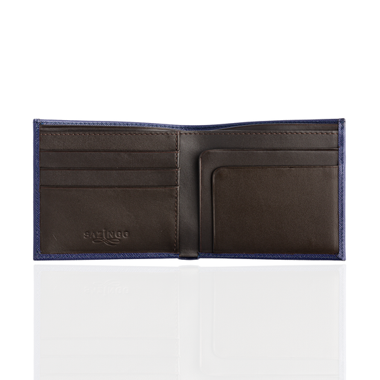 Load image into Gallery viewer, Blue Textured Wallet with Brown Interior
