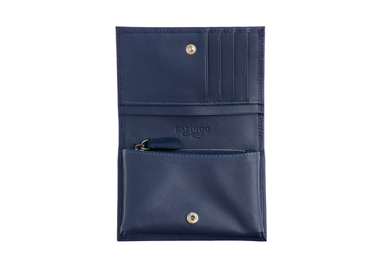 Small Wallet in Blue Textured Leather