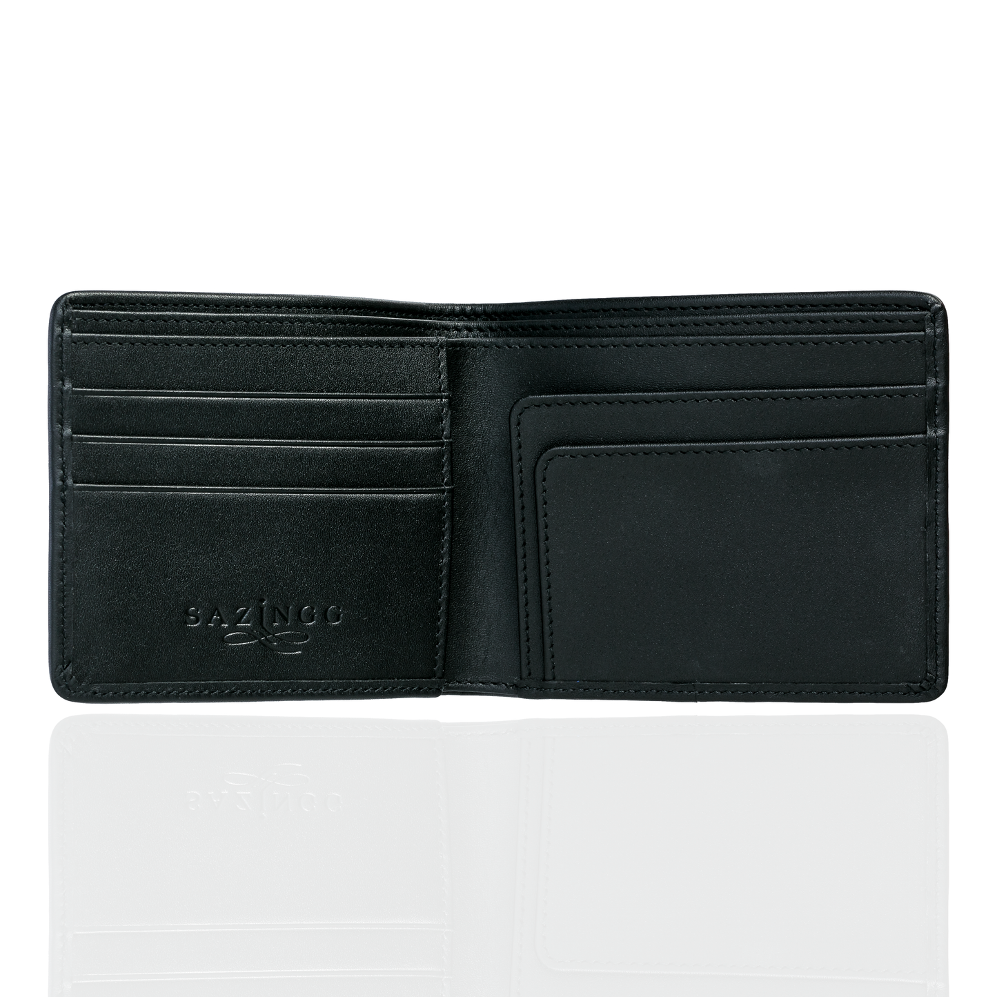 Black Textured Leather Wallet with Black Interior