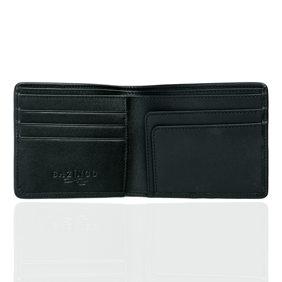 Black Textured Leather Wallet with Black Interior
