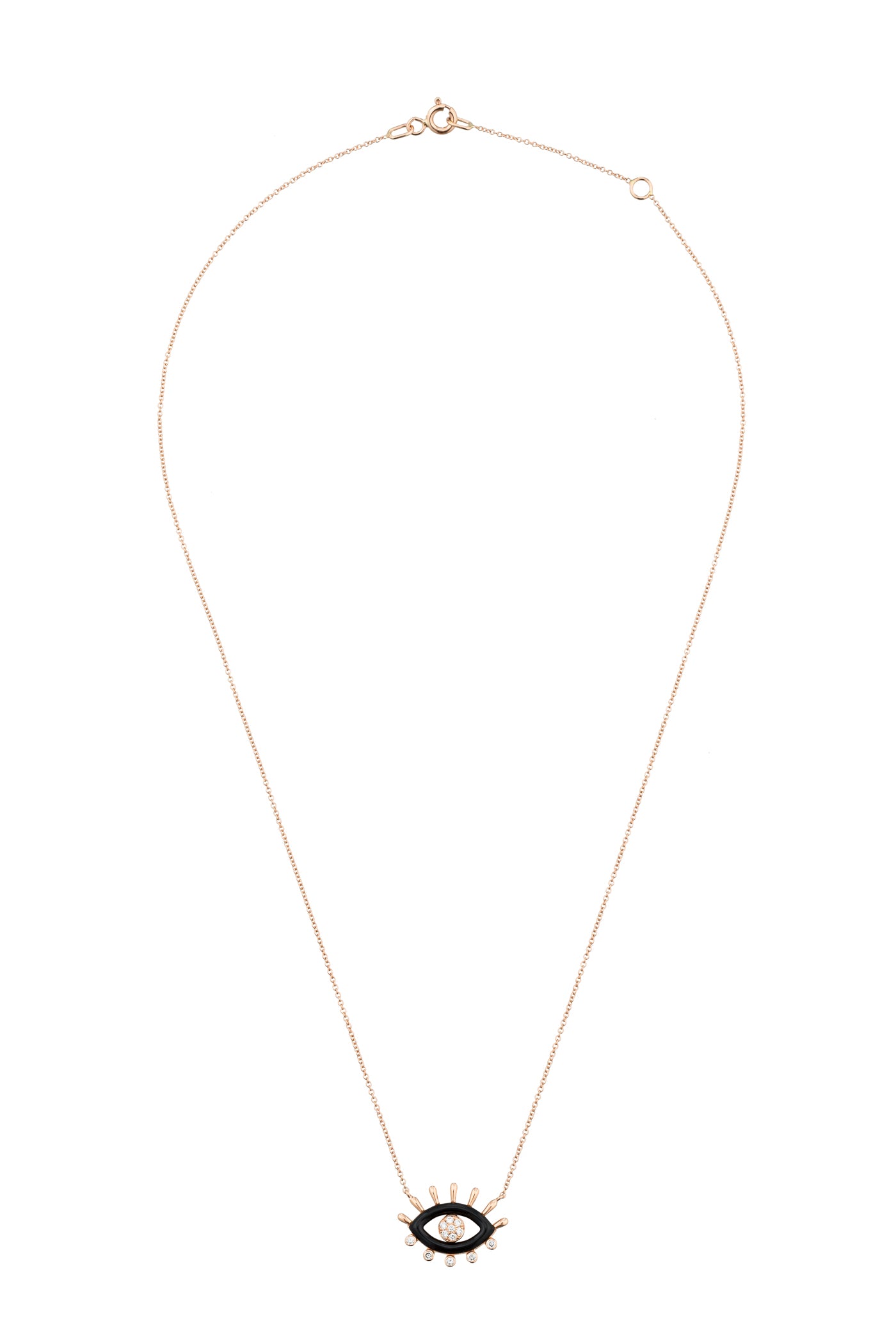 18KT Yellow Gold Necklace with Black Enamel and Diamond