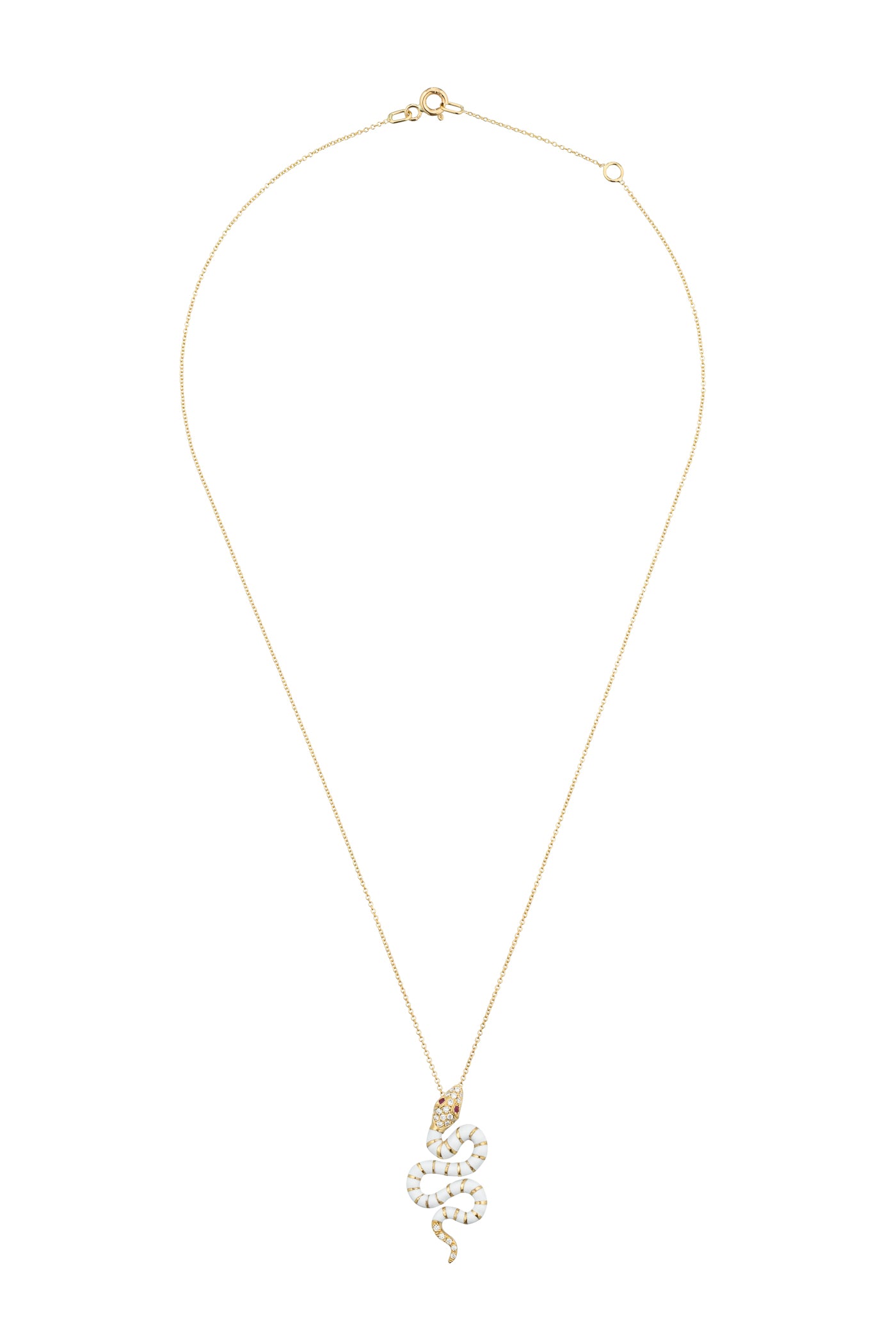 18KT Yellow Gold Chain with Enamel,Ruby and Diamond