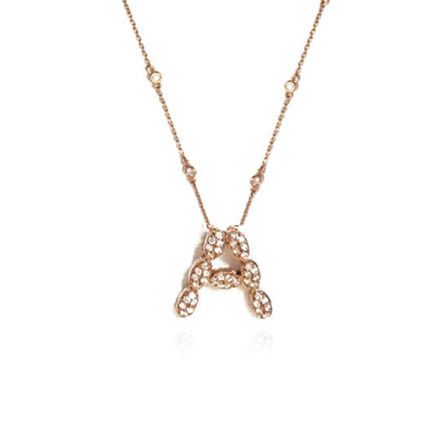 14K Rose Gold Initial Necklace with Diamonds