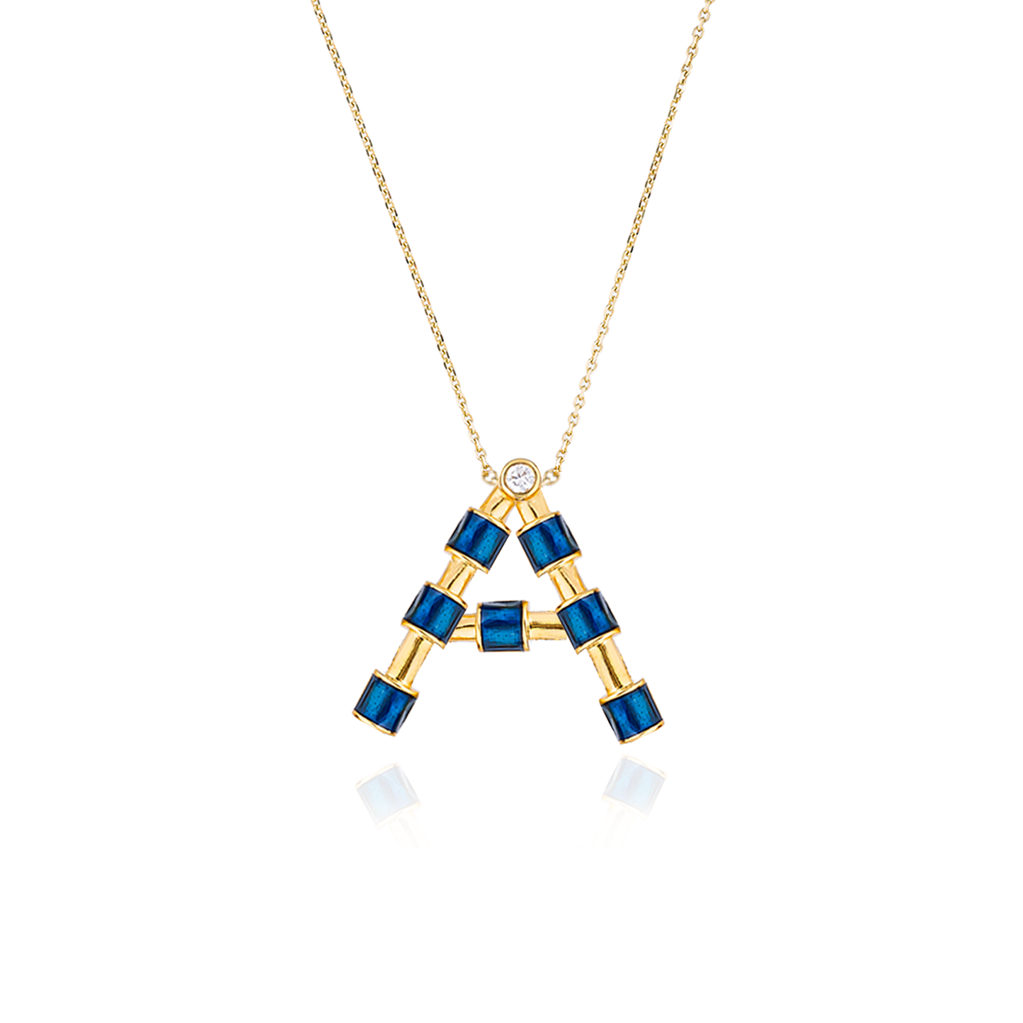 Load image into Gallery viewer, 14K Gold Initial Necklace with Enamel
