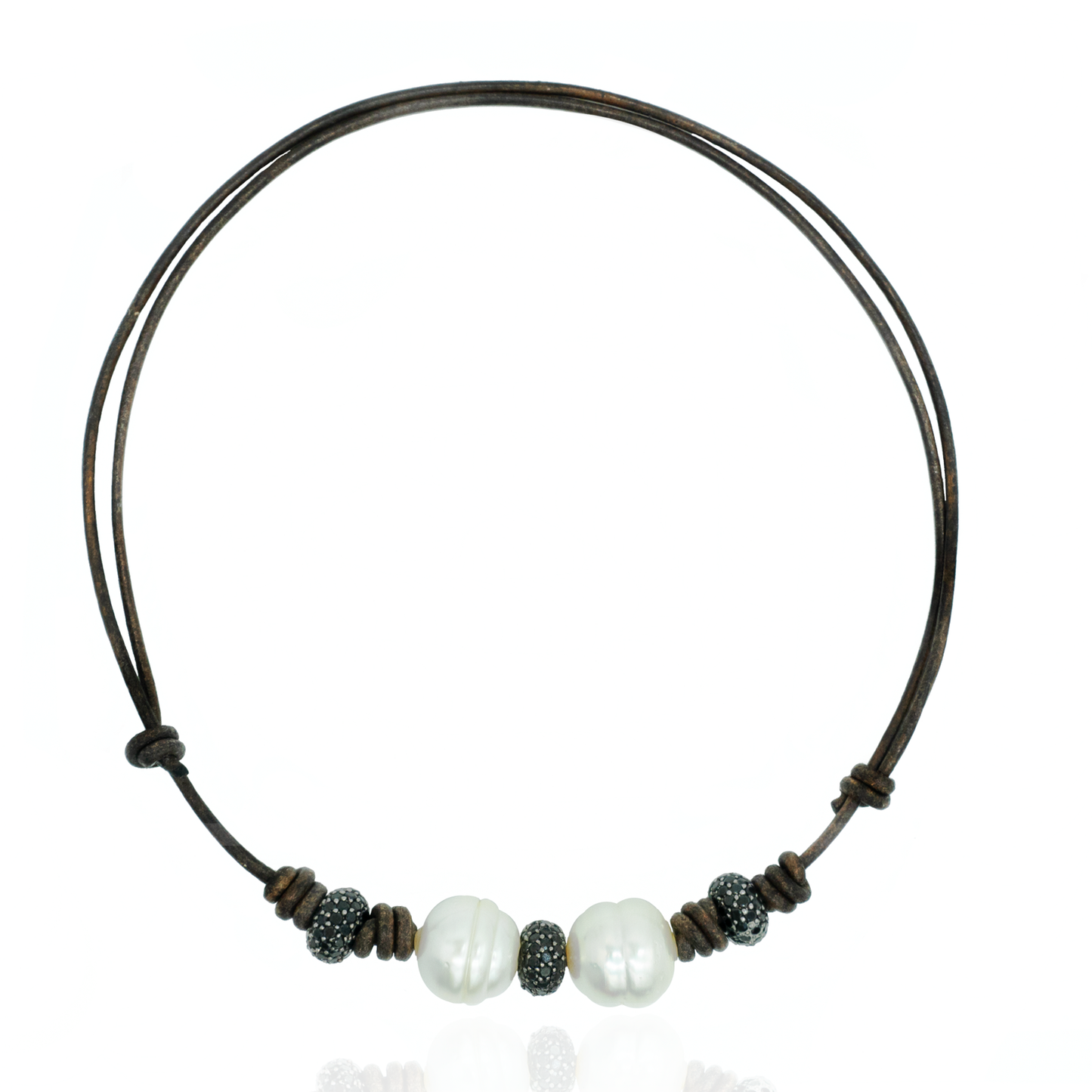 Load image into Gallery viewer, Leather Necklace with South Sea Pearls
