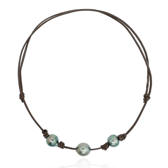 Leather Necklace with South Sea Pearls