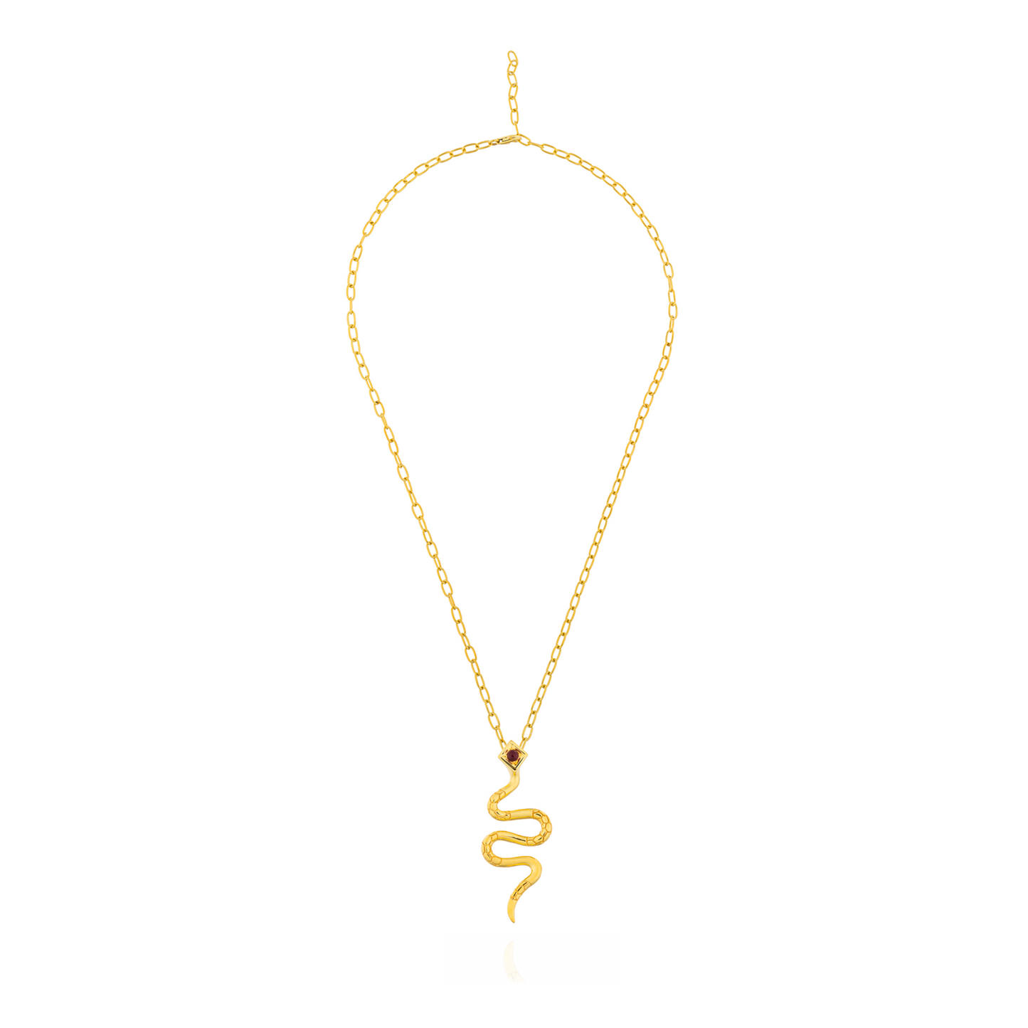 925 Silver Serpentine Necklace with Ruby