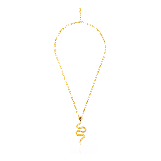 925 Silver Serpentine Necklace with Ruby