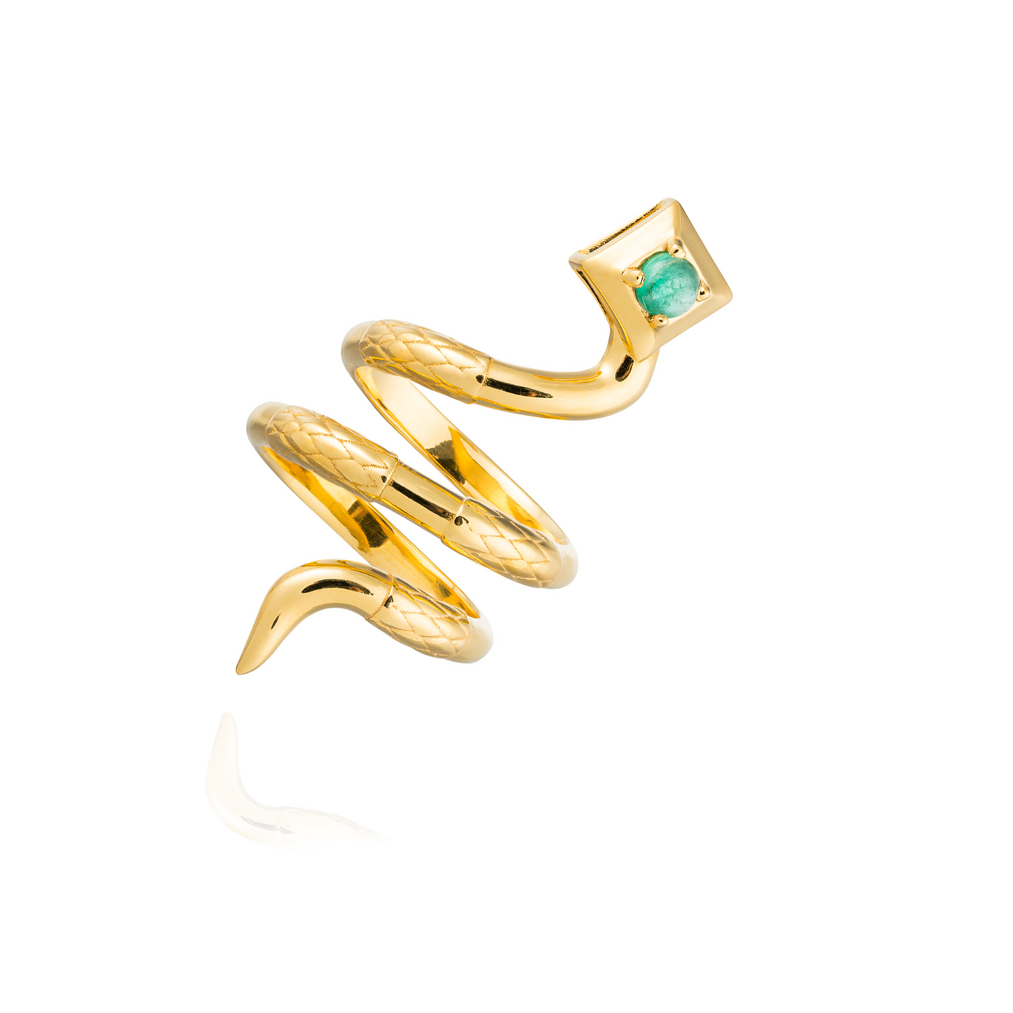 925 Silver Serpentine Ring with Emerald