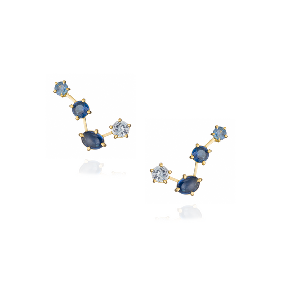 18K Yellow Gold Earrings with Blue Sapphires
