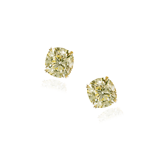 18K Yellow Gold Stud Earrings with Yellow Diamond