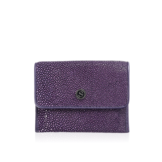 Purple Stingray Leather Credit Card Case