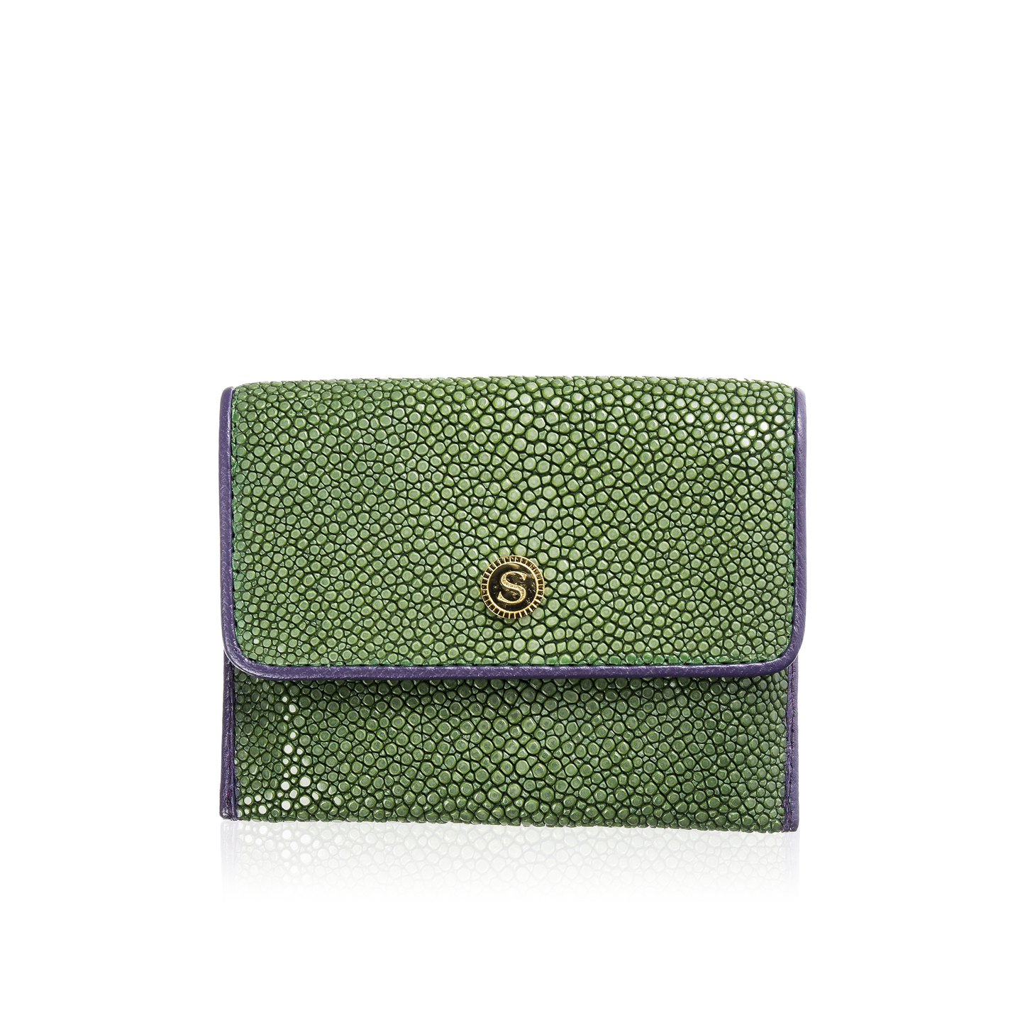 Green and Purple Stingray Leather Credit Card Case