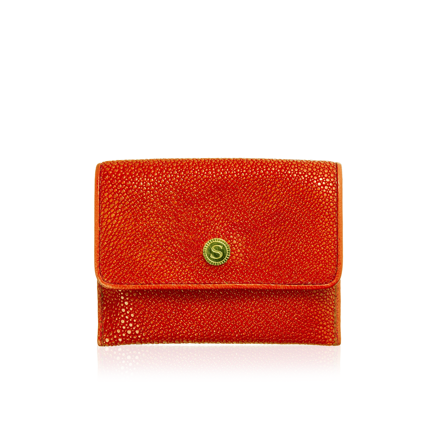 Orange Stingray Leather Credit Card Case