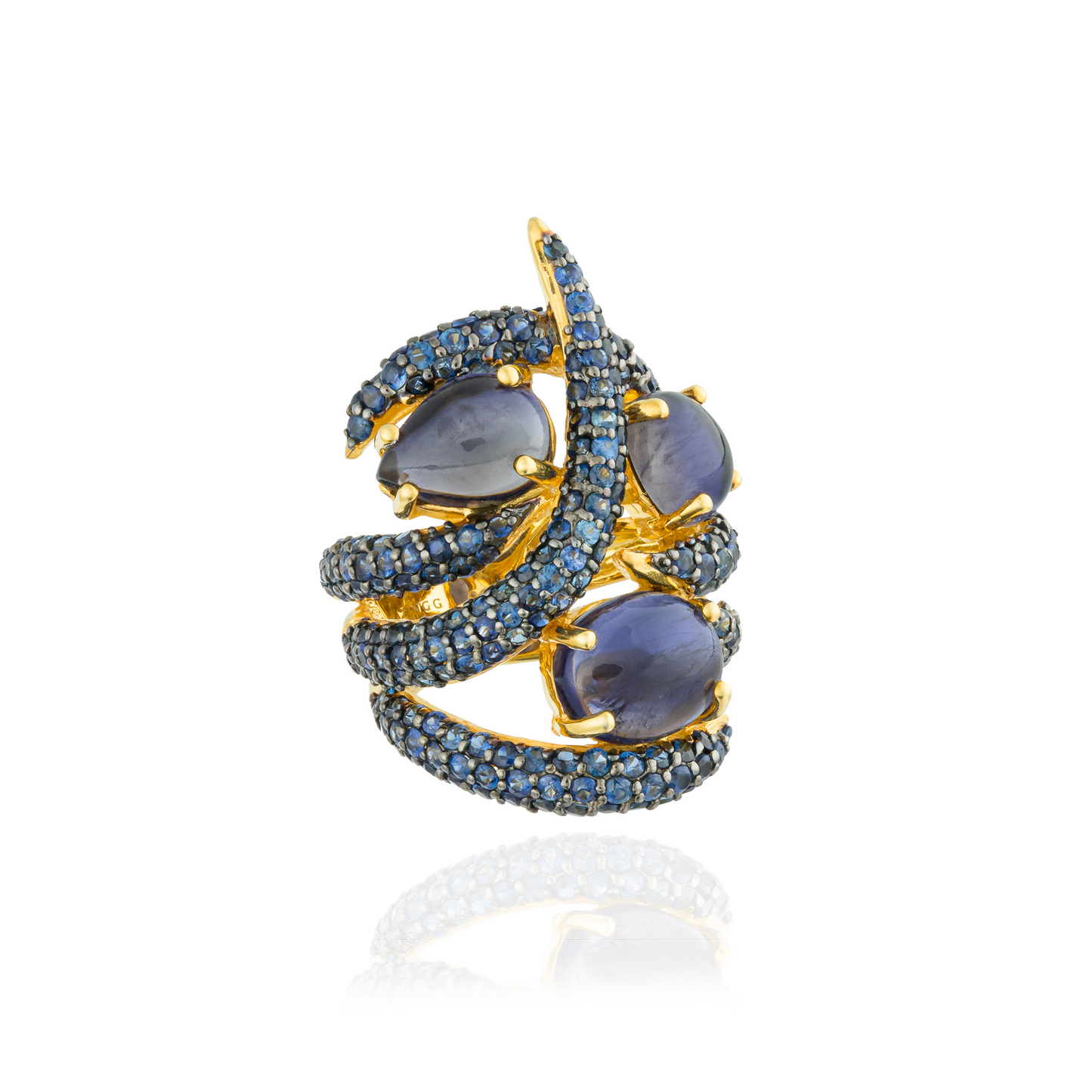 925 Silver Ring with Iolite & Sapphires